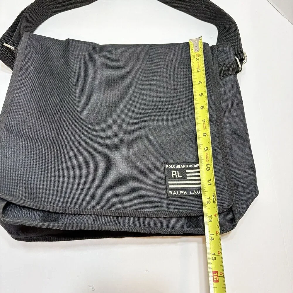 Polo Jeans Company Ralph Lauren Messenger Bag 90s Black Canvas Shoulder Vintage